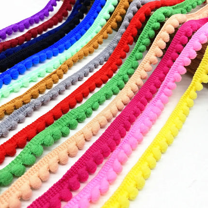 10/5Yards Mini Pompoms Hair Ball Lace Trim Ribbon 11mm Pompom Fringe Ribbon Sewing Lace Kintted Fabric Handmade Craft Decoration