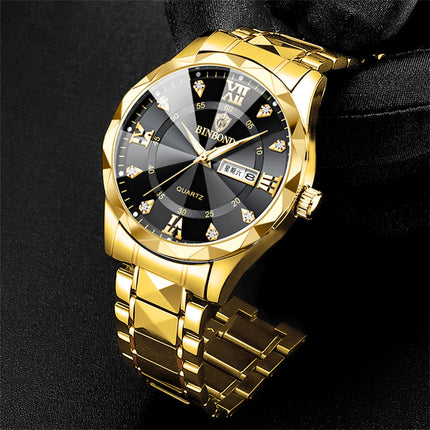 2pcs/set Authentic Luxury Couple Watch Golden Stainless Steel Lovers  Quartz Wrist Watches For Women Men Analog Wristwatch 2521