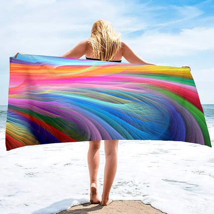 Plush Oversized Beach Towel Rainbow Striped Pool Towels , Quick Dry Towel Summer Beach Towels Swimming Towel for Adults Kids