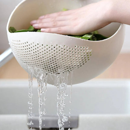 1PC-Silicone Colander Rice Bowl Drain Basket Fruit Bowl Washing Drain Basket with Handle Washing Basket Home Kitchen Organizer