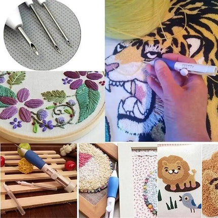 DIY Crafts Magic Embroidery Pen Embroidery Stitching Punch Needles Pen Set Craft Tool for DIY Threaders Sewing Knitting Kit