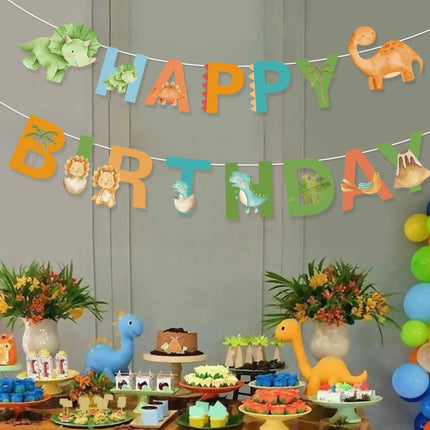 Dinosaur Happy Birthday Garland Banner Roar Dino Party Balloons Jungle Animal Safari 1st Kids Birthday Party Decoration Supplies