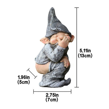 Cute Garden Sculpture Ornament Resin Dwarf Sculpture Comical Creative Characters Statue 3D Figure Crafts for Balcony Yard Decor