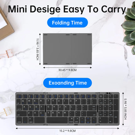 Mini Portable Folding Keyboard Thin Wireless BT Number Keypad For Mac Windows Laptop Tablet Light-Handy Bluetooth-compatible