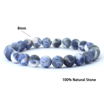 New Simple Style Bracelet For Men Grade A Frosted Natural Stone Braslet Accessories Hombre Sodalite Tiger Eyes Beaded Braclet