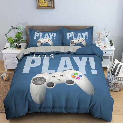 Toy Print Bedding Set Dot Building Blocks Comforter Cover Kids Boy Bed Cover Colorful Bricks Game Bedlinen Duvet Cover Set