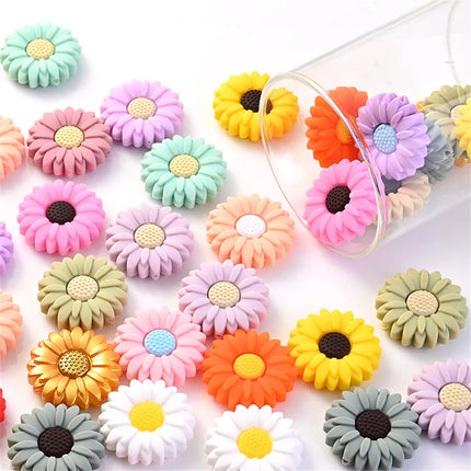 10pcs/lot 20mm Baby Silicone Bead Flower Beads Baby Teether Chewable Beads Food Grade DIY Pacifier Chain Clips Accessories