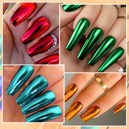 MEET ACROSS 8 Colors Mirror Gel Nail Polish Long-lasting Quick-drying Metallic Gold Silver Red Semi Permanent Varnish Nails Art