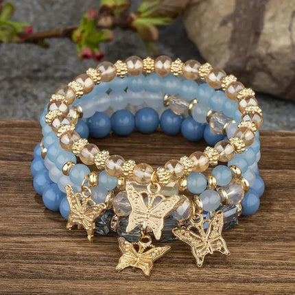 Best lady Trendy Butterfly Beaded Bracelet for Women Suitable as a Gift Can be Matched as Desired 4 Piece Set