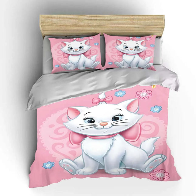 Disney Marie Cat Cartoon Bedding Set Quilt Duvet Cover 3 Pieces Pillowcase King Queen Size Bedclothes Children Bed Decor Gift