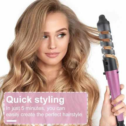 Electric Curling Iron Frizz-Free Portable Hair Curler Automatic Egg Roll Wavy Hair Curling Wand Lady Hair Styling Tool (US Plug)