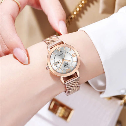 Women Wrist Watches For Ladies Wrist Watches Top Brand Luxury 2024 Rose Gold Stainless Steel Calendar Female Clock High Quality