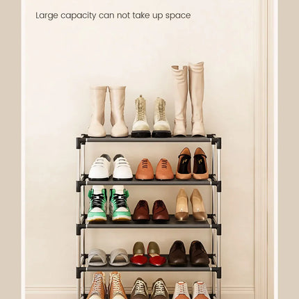 Fashion shoe rack metal simple shoe rack shoe storage rack bracket space saving living room black shoe rack