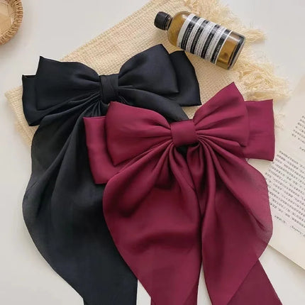 Bow Ribbon Hair Clip for Women Bowknot Barrettes Girls Solid Stain Spring Ponytail Clip Headband Hair Accessories Headwear Gift