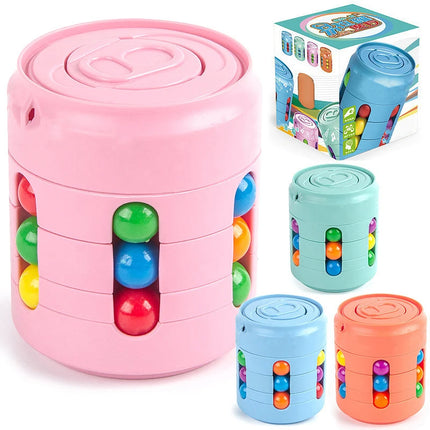 Magic Rotating Beans Puzzle Cube Game Kid's Adult Fingertips Fidget Decompression Game Montessori Educational Toys Children Gift