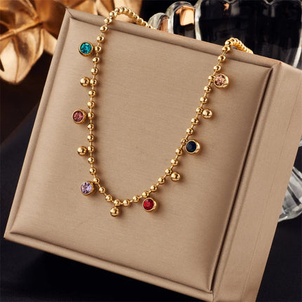 DIEYURO 316L Stainless Steel Gold Color Pearl Green Stone Snake Necklace For Women High Quality Girls Neck Jewelry Party Gifts