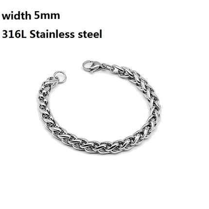 316L Stainless Steel Cuban Chain Bracelet for Men Women Figaro  Vintage Metal Viking Kpop Pulseras Emo Cute Luxury Jewelry Gift