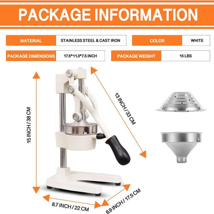 Commercial Heavy Duty Cast Iron Hand Press Manual Orange Citrus Lemon Lime Grapefruit Pomegranate Fruit Juice Squeezer Machine