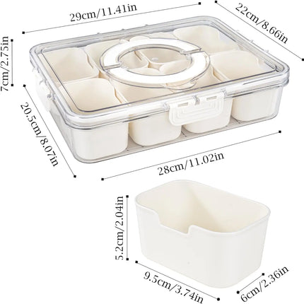 8 Grids Divided Serving Tray Storage Box Kitchen Portable Sub-format Seasoning Separator Box Fresh-keeping Snack Fruits Food Box