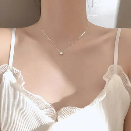 New Trendy Silver Color AAA Zircon Choker Necklaces Simple Shiny Diamond CZ Pendants For Women Fine Jewelry NK126