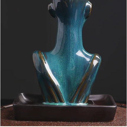 Beauty Statue Ceramic Incense Burner Waterfall Backflow Incense Censer Incense Holder Home Decor