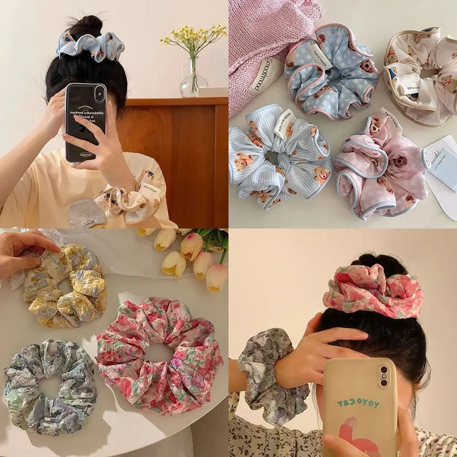 Elegance Bear Rose Scrunchie Highly Elastic Hair Accessories Hair Ring Korean Style Headdress Head Rope Women