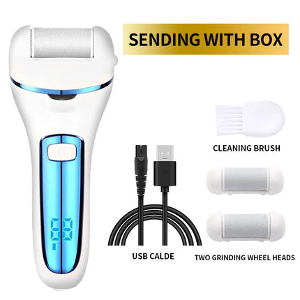 Exfoliating Grinder USB LED Pedicure Tools Foot Sandpaper File for Heel Professional Foot Care Tool Dead Skin Callus Remover