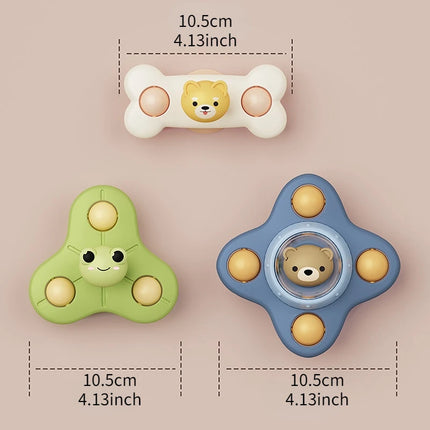 1pc Baby Bath Toys Funny Bathing Sucker Spinner Suction Cup Cartoon Rattles Fidget Educational Toys For Children Boys Gift