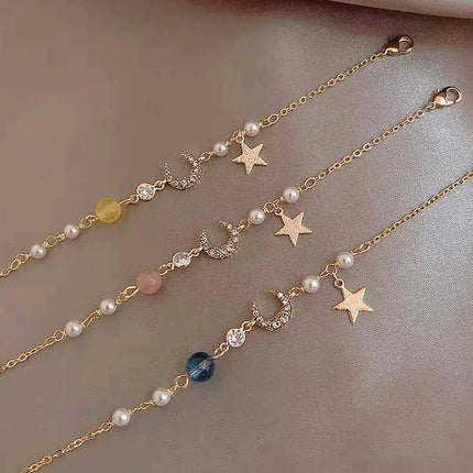 Korean Zircon Pearl Star Moon Bracelets For Women Cute Elegant Bow Adjustable Bracelet Bangle Girls Fashion Jewelry Party Gift