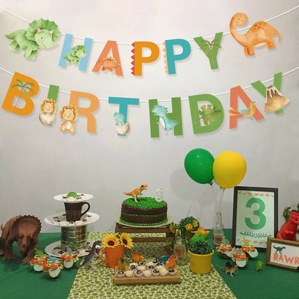 Dinosaur Happy Birthday Garland Banner Roar Dino Party Balloons Jungle Animal Safari 1st Kids Birthday Party Decoration Supplies