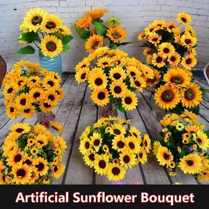 5/7/22 Heads Elegant Artificial Sunflower Silk Flowers Home Wedding Party Decor Artificial Flower Bouquet Decoration Flowers