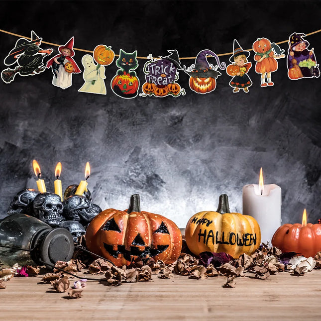 1pc Halloween Holiday Decorations Trick Or Treat Banner, Vintage Style Pumpkin Halloween Hanging Banner Home Decor