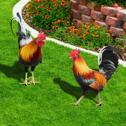 2PCS Decorative Garden Chicken Statue Ornamental Decoration of Yard And Garden Acrylic for Garden Patio Backyard Decoration