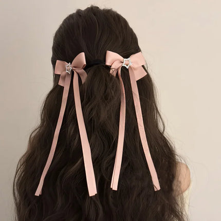 1/2Pcs Star Bowknot Hair Clips For Girls Kawii Barrettes Cute Hair Accessoires Kids Colored Ribbon Woman Hairpins Hairgrip Hot