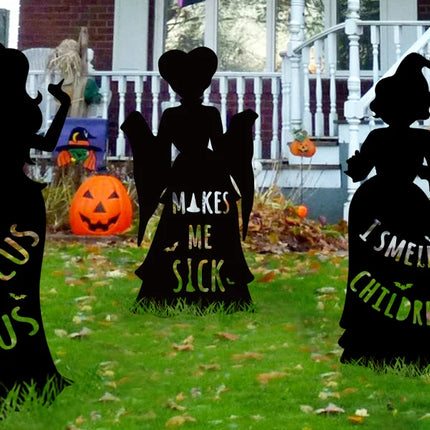 Black Hocus Pocus Halloween Decorations Outdoor Halloween Silhouette Yard Signs with Stakes Lawn Decor for Kids Home Party