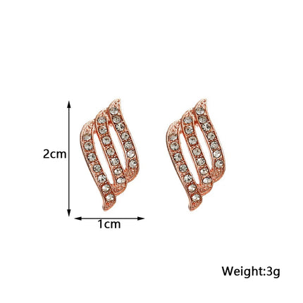 Crystal Hollow Wings Rose Gold Stud Earrings - Women's Geometric Hiphop Ear Jewelry