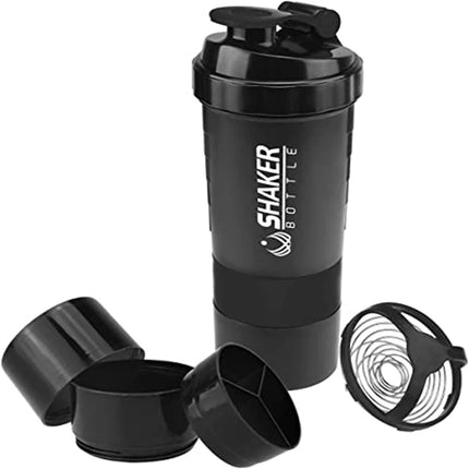 500ml Portable Protein Shaker Cup with Powder Storage Container Mixer Cup Gym Sport Water Bottle with Wire Whisk Ball Drinkware