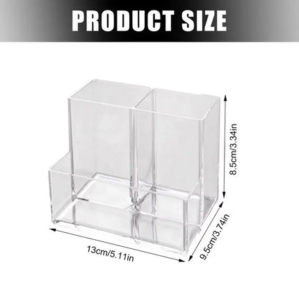 Clear Pen Holder 4 Compartments Makeup Organizer Pencil Cup Desktop Pen Holder Brush Holder Acrylic Pen Container Pencil Holder