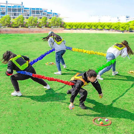 Kindergarten Outdoor Team Cooperation Sport Toys Training Equipment Elasticity Rope Loop Southeast Northwest Running Kids Game