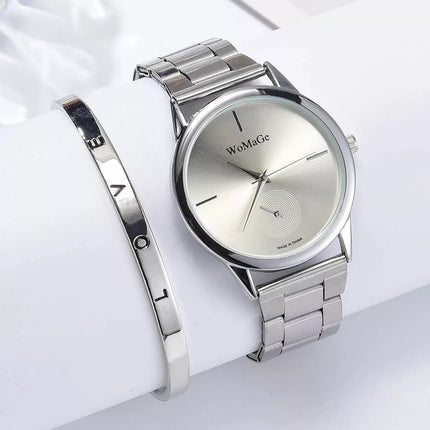 Women Watch Set Luxury Silver Dress Quartz Watch Bracelet Ladies Sports Wrist Watch Clock Gift Woman Relogio Feminino