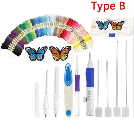 DIY Crafts Magic Embroidery Pen Embroidery Stitching Punch Needles Pen Set Craft Tool for DIY Threaders Sewing Knitting Kit