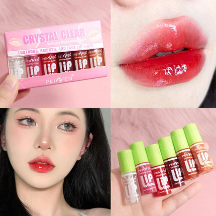 6-Pack Set  Mirror Lip Glaze Moisturizing Pudding Lip Long lasting Lip Protection Oil Hydrating Liquid Lipstick Lips Cosmetics