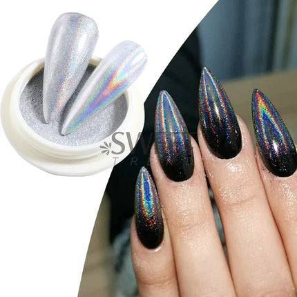 Holographic Chrome Solid Nails Powder Laser Metallic Glitter Rubbing Dust Silver Blue Pigment Iridescent Accessories Decoration