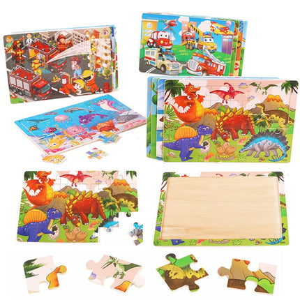 Economy 30piece Montessori 3D Puzzle Cartoon Animal Wooden Jigsaw Puzzle Board Game Educational Toys For Children Gifts