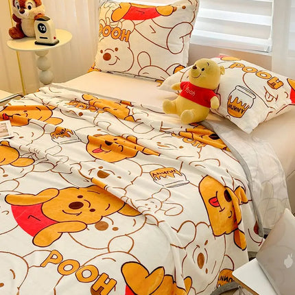 Winnie Bear the Pooh Cartoon Blanket Kawaii Velvet Sheet Home Textile Flannel Soft Warm Throw Bedding Sofa Cover for Girls Gift