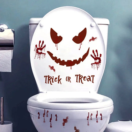 Halloween Toilet Lid Sticker DIY 3D Horrible Wall Decals For Home Bathroom Scream Bloody Decor Dark Halloween Party Decoration