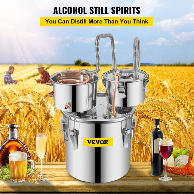 VEVOR 12L 20L 30L 50L Alcohol Brewing Distiller DIY Moonshine Apparatus Stainless Steel Still Whisky Beer Brandy Home Appliance