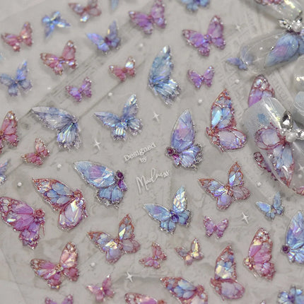 Flash Fragment Shell Light Butterfly High Quality Nail Stickers Spring Nail Art Decal Design Manicure Tool T-3770