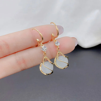 Romantic Opal Water Droplets Tassel Earrings - Women's Trendy Fashion Jewelry