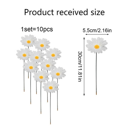 10pcs Portable Sunflower Flower Lawn Stake Exquisite Beautiful Sunflower Garden Stake Simulation Sunflower Yard Decor Outdoor